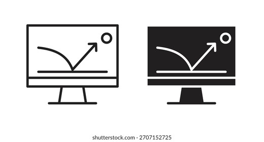 Bounce rate icon in a black stroke vector design and flat solid version on white background