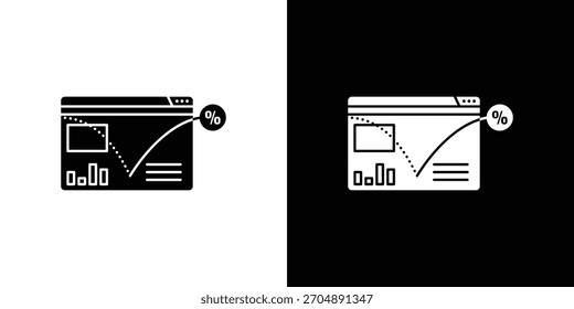 Bounce Rate Symbol Silhouette Vektor in schwarzen Farben. Design-Stil des flachen Symbols