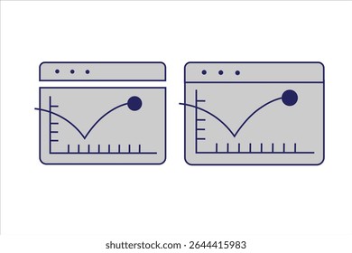 Bounce rate icons set in gray filled and blue stroke line style