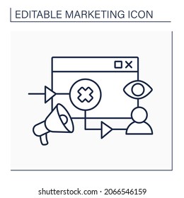 Bounce Rate Line Icon.Website Visitants Percentage Who Navigate Away From Site After Viewing Only One Page. Statistics. Marketing Concept. Isolated Vector Illustration. Editable Stroke