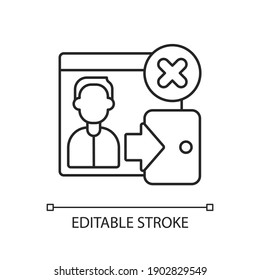 Bounce Rate Linear Icon. Percentage Of Visitors Who Enter Site And Then Leave. Thin Line Customizable Illustration. Contour Symbol. Vector Isolated Outline Drawing. Editable Stroke