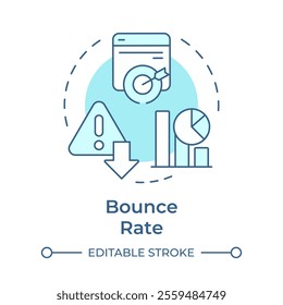 Bounce rate soft blue concept icon. Users activity online research. Audience engagement metric. Round shape line illustration. Abstract idea. Graphic design. Easy to use in presentation