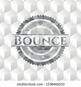Bounce realistic grey emblem with geometric cube white background