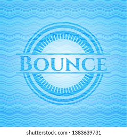 Bounce sky blue water wave badge. Vector Illustration. Detailed.
