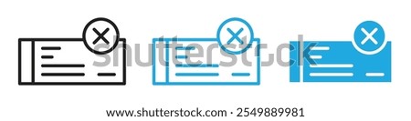 Bounced check Icon Outline vector line set