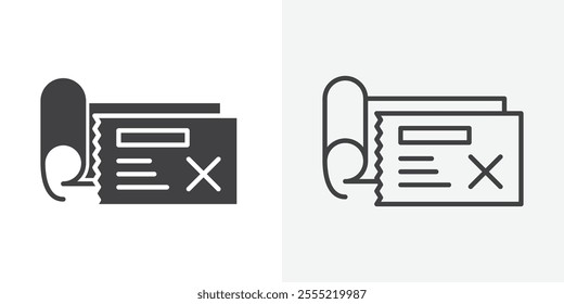 Bounced check icon. outlined vector style.