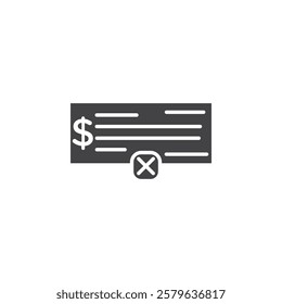 Bounced check Icon Simple thin line flat symbol