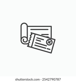 Ícone de verificação devolvido no contorno fino.