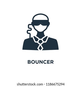 Bouncer icon. Black filled vector illustration. Bouncer symbol on white background. Can be used in web and mobile.