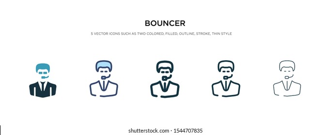 bouncer icon in different style vector illustration. two colored and black bouncer vector icons designed in filled, outline, line and stroke style can be used for web, mobile, ui