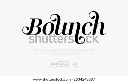 Bounch typography beauty fashion elegant minimalist serif italic fonts decorative wedding vintage retro logos. Minimal luxury font alphabet logo. Vector illustration