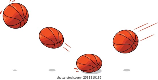 Bounching basketball motion vector illustration.