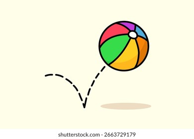Bouncing ball, graph in physics. Projectile motion, parabolic curve trace silhouette. 