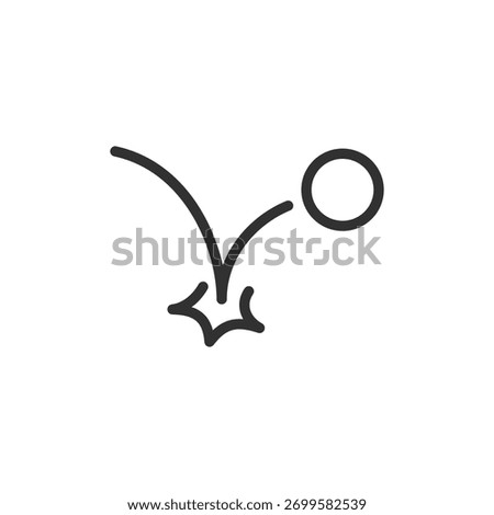 Bouncing ball, linear icon. Game and motion concept. Line with editable stroke.