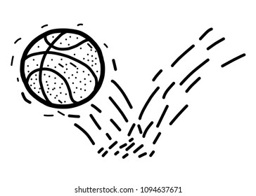 bouncing basketball / cartoon vector and illustration, black and white, hand drawn, sketch style, isolated on white background.