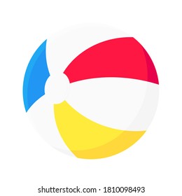 Bouncing beach ball flat style design vector illustration icon sign isolated on white background. Retro styled inflatable toy for summer games or holidays.