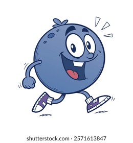 Bouncing Blueberry Cartoon Character Full of Energy