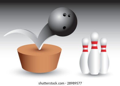 bouncing bowling ball into pins