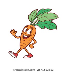 Bouncing Cartoon Carrot Top Character Having Fun