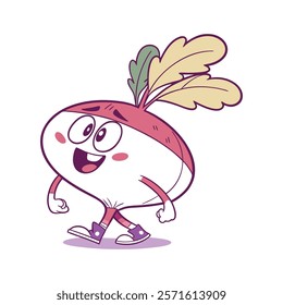 Bouncing Cartoon Turnip Character Excited to Play