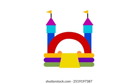 Bouncing castle colourful vector illustration isolated
