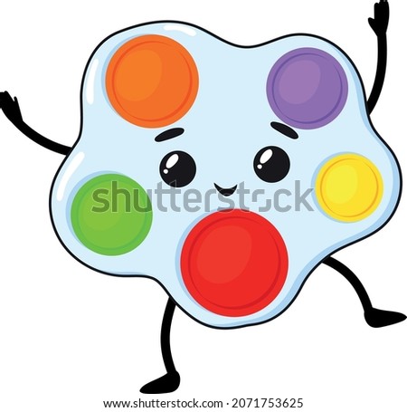 Bouncing fidget. Closeup fashion white fun toy, vector isolated on white background