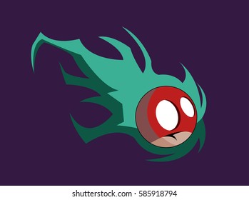 Bouncing head with green fire