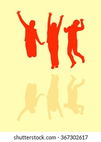 Bouncing kids in retro style vector