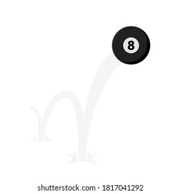 Bouncing pool or billiards game ball flat style design vector illustration icon sign isolated on white background. Round baseball game symbol jumps on the table.