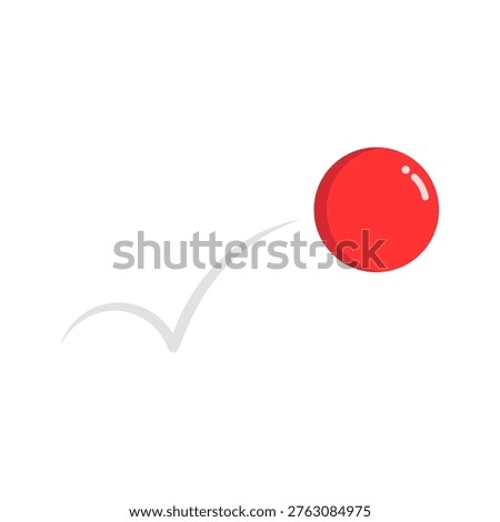 Bouncing red ball. Motion, movement, rebound concepts. Flat vector design isolated illustration.
