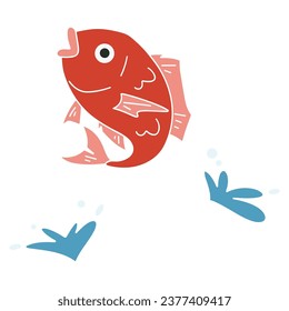 Bouncing sea bream and splashing water set, vector material