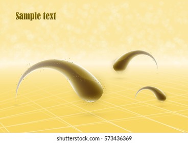 Bouncing water droplets in clouds of steam. Vector background for text