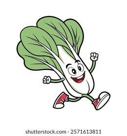 Bouncy Cartoon Bok Choy Character Ready for Fun