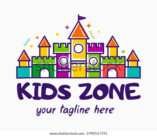 Bouncy Castle Cartoon Logo Kids Zone Stock Vector (Royalty Free ...