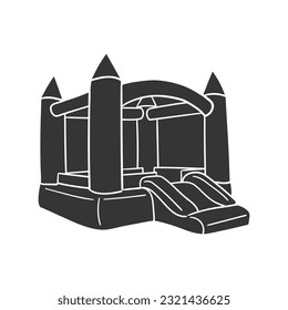 Bouncy Castle Icon Silhouette Illustration. Playground Children Vector Graphic Pictogram Symbol Clip Art. Doodle Sketch Black Sign.