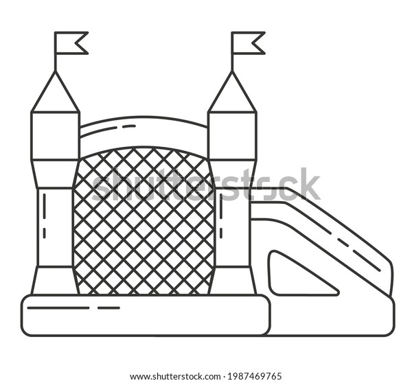 Bouncy Castle Outline Icon Jumping House Stock Vector (Royalty Free ...