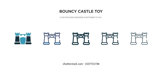 bouncy castle toy icon in different style vector illustration. two colored and black bouncy castle toy vector icons designed in filled, outline, line and stroke style can be used for web, mobile, ui