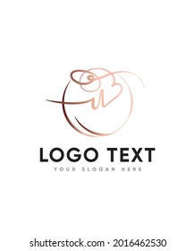 Un tipo de letra de caligrafía abundante y encantadora plantilla de logotipo U, logotipo de vectores para identidad empresarial y de empresa