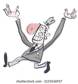 Bouncy clerk. Office work. Rest after long work. Comic character. Vector illustration.