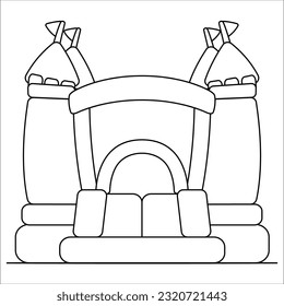 bouncy house or bouncy castle coloring page, useful as coloring book for kids, isolated