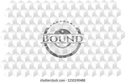 Bound grey emblem. Retro with geometric cube white background