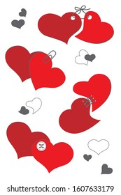 Bound hearts. Red and gray. Valentine's day
