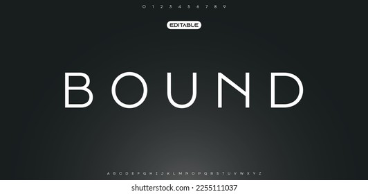 BOUND Modern abstract digital tech font. Logo creative font, type, technology, movie, digital, music, movie. Font and illustration in vector format.