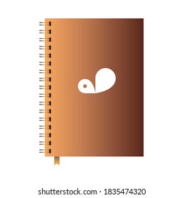 bound notebook with company brand vector illustration design