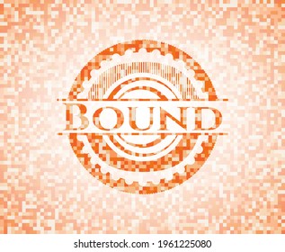 Bound orange tile background illustration. Square geometric mosaic seamless pattern with emblem inside. 