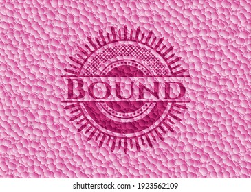 Bound realistic pink emblem with bubbles background. Vector Illustration. Detailed. 