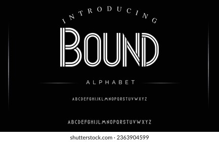 Bound Sport Modern Italic Alphabet Font. Typography urban style fonts for technology, digital, movie logo design. vector illustration