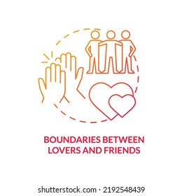 Boundaries Between Lovers And Friends Red Gradient Concept Icon. Issue Within LGBT Couples Abstract Idea Thin Line Illustration. Isolated Outline Drawing. Myriad Pro-Bold Fonts Used