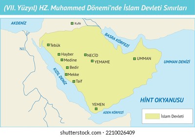 Grenzen des Islamischen Staates zur Zeit des Propheten Mohammed