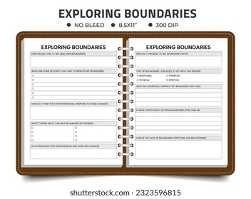 Boundaries Therapy Self Help Journal Prompts Insert Mental Health Planner Counselling Aid Psychology Tool CBT Logbook Or Notebook Kdp Planner